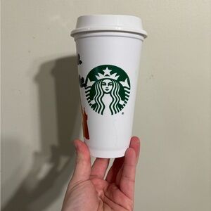 Starbucks White Reusable Coffee Cup with Halloween Design